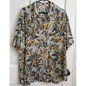 Caribbean Silk Blend Men's 93% Silk Tropical Hawaiian Shirt Resort Wear | XL